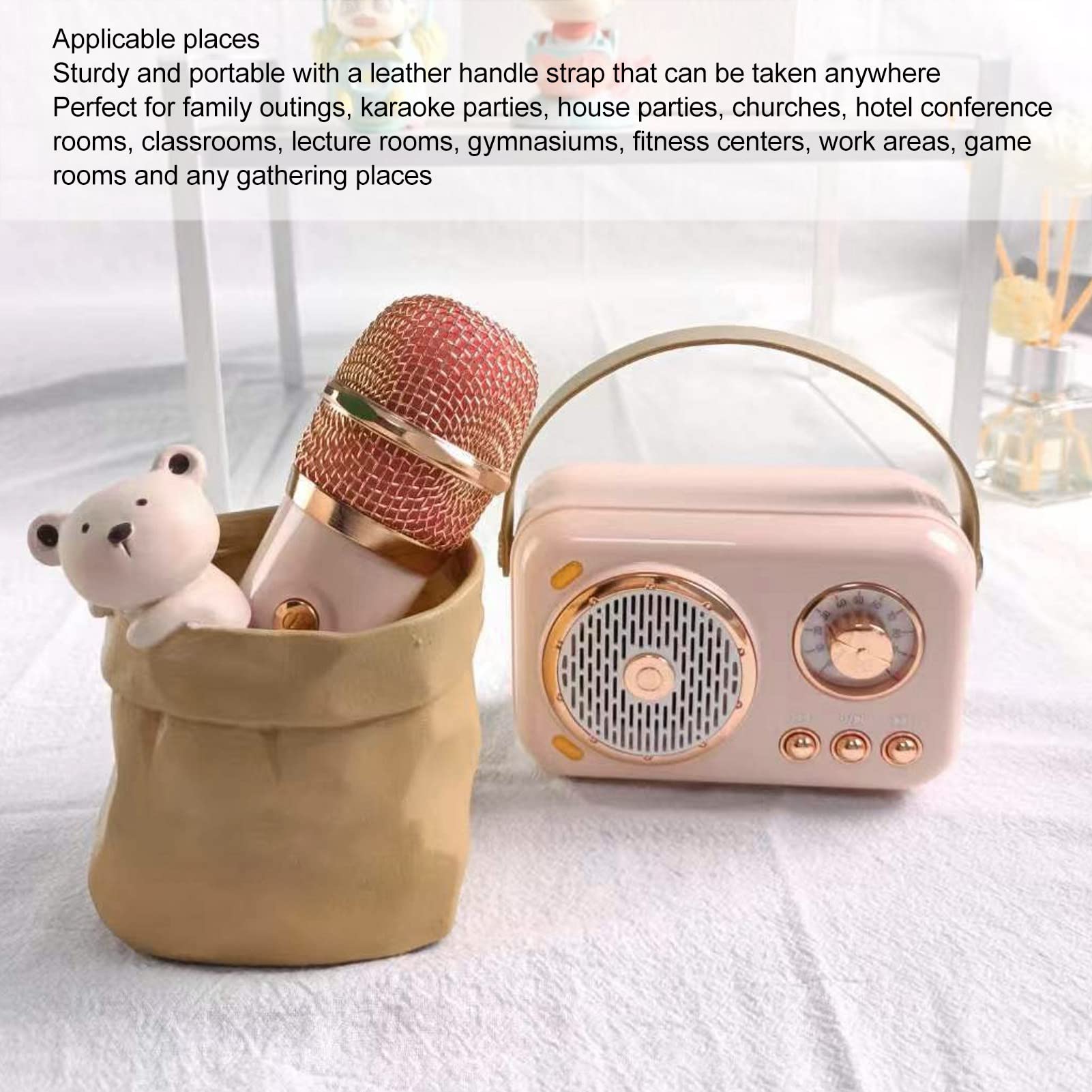 Sxhlseller Kinder Karaoke Maschine, Tragbarer Bluetooth Lautsprecher mit Mikrofon, für Kinder und Erwachsene