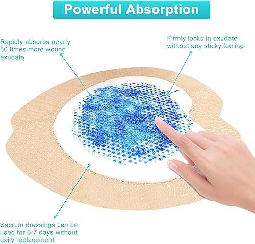 Miniatura 4 de Apósito de espuma de silicona Sacrum con borde suave, vendajes para heridas de sacro, apósito sacro transpirable e impermeable para úlceras por