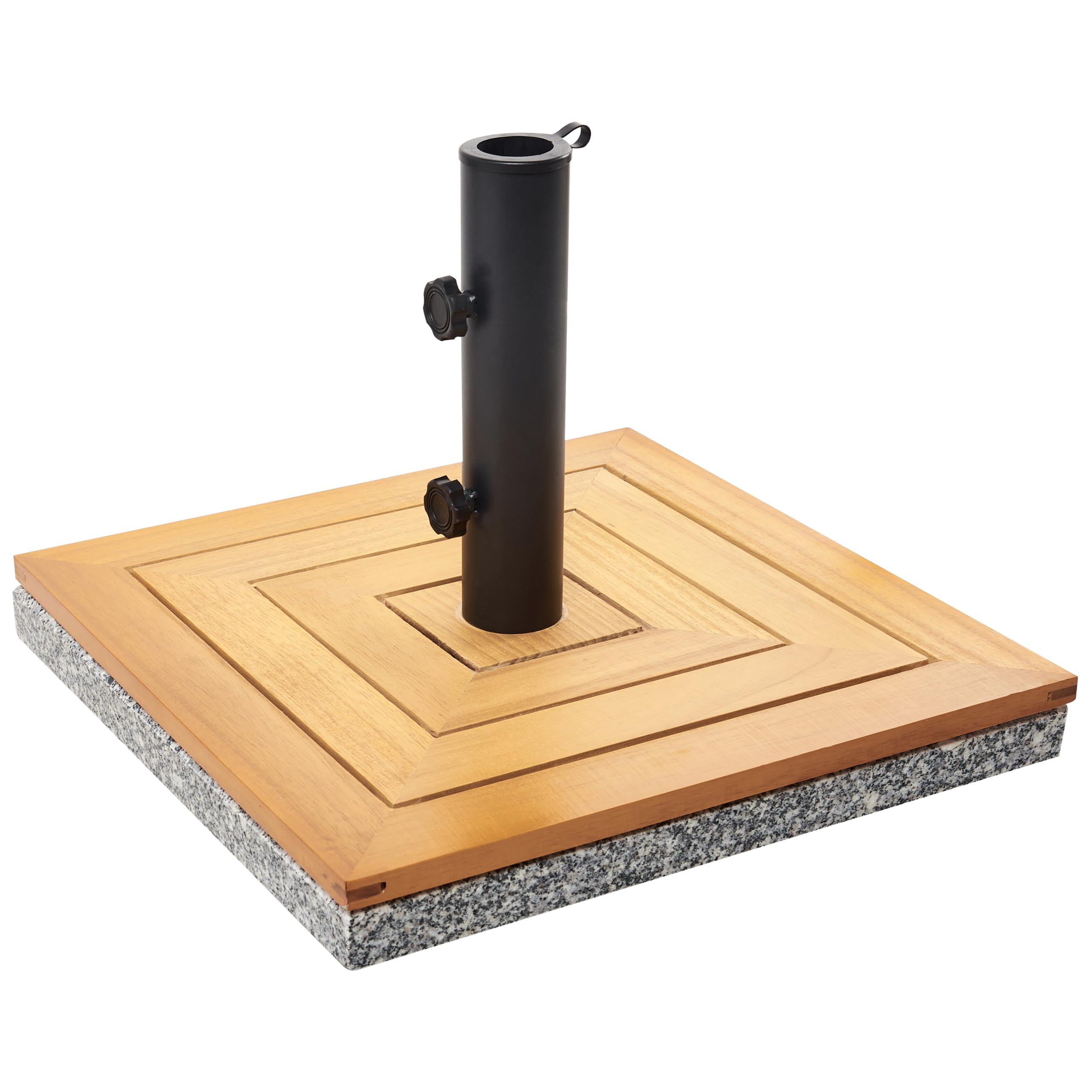 Base de Parasol en Bois Granit Acier Carré 45 x 45 cm 21 kg Marron Ceccano