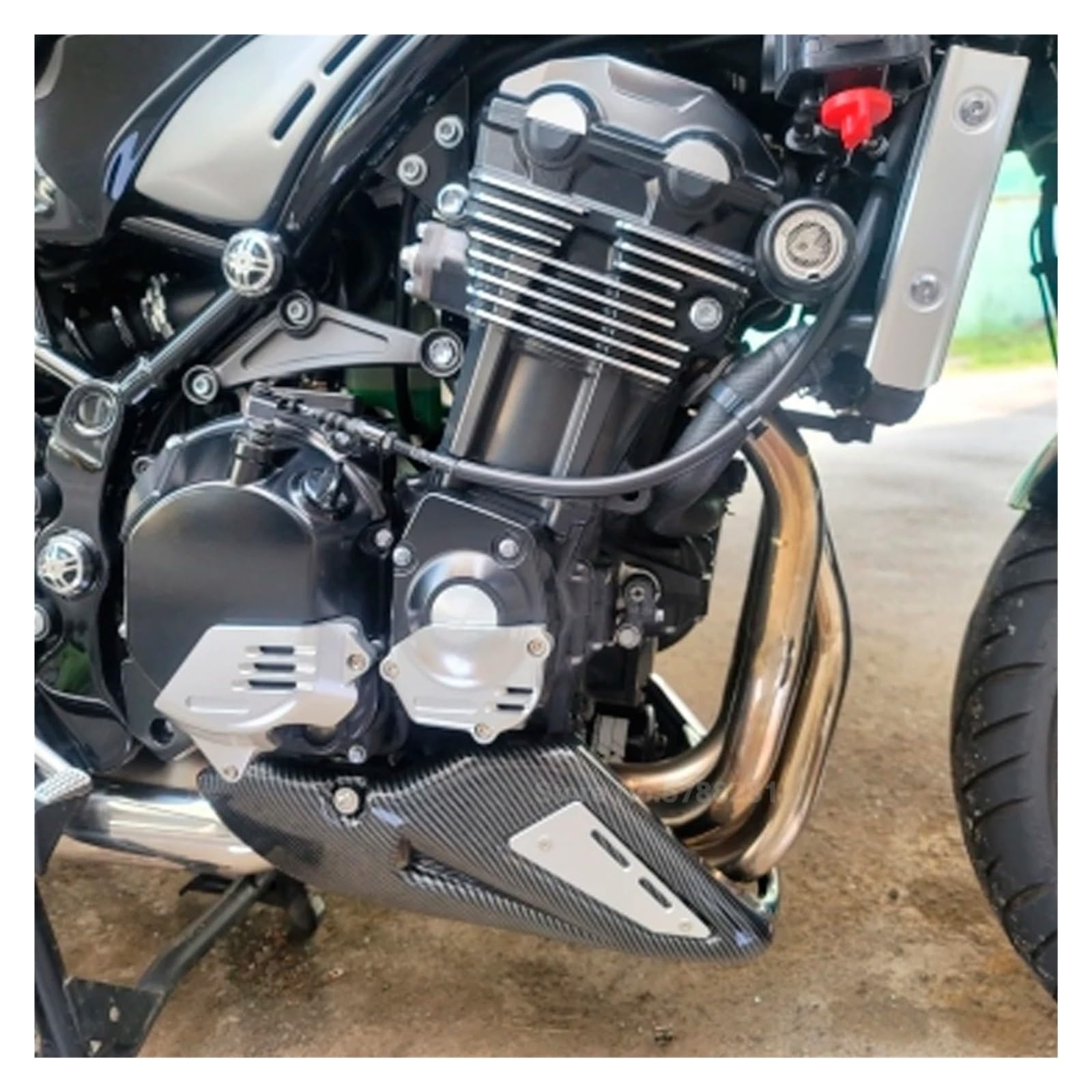 Protector Motor Cubre Carter para Kawasaki para Z900RS para Z900 RS para Cafe SE 2018-2024 Belly Pan Carenado Inferior Chasis Protector Motor Cubierta Protectora Escape(Green)