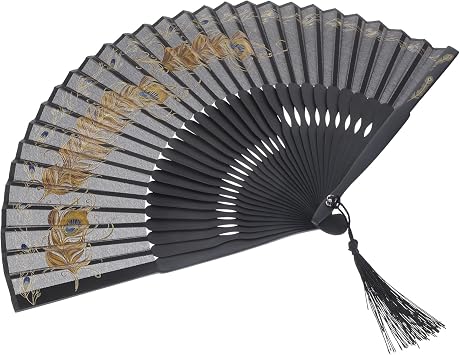 ABOOFAN Decor Portable Fan Foldable Fan Foldable Hand Cloth Fan Japanese Style Hand Fan Chinese Fans Folding Fan Performance Prop Cosplay Prop Dance Fan Peacock Men and Women