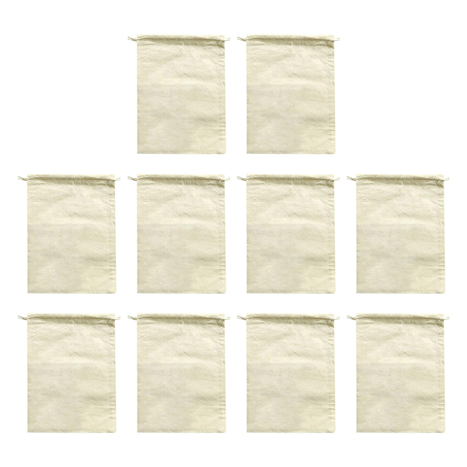 HENYGEN Bulk 10 Organic Cotton Drawstrings Sacks for Fruits Vegetables Multipurpose Dustproof Bags for Household and Offices Use Vegetable Fruit Net Bags