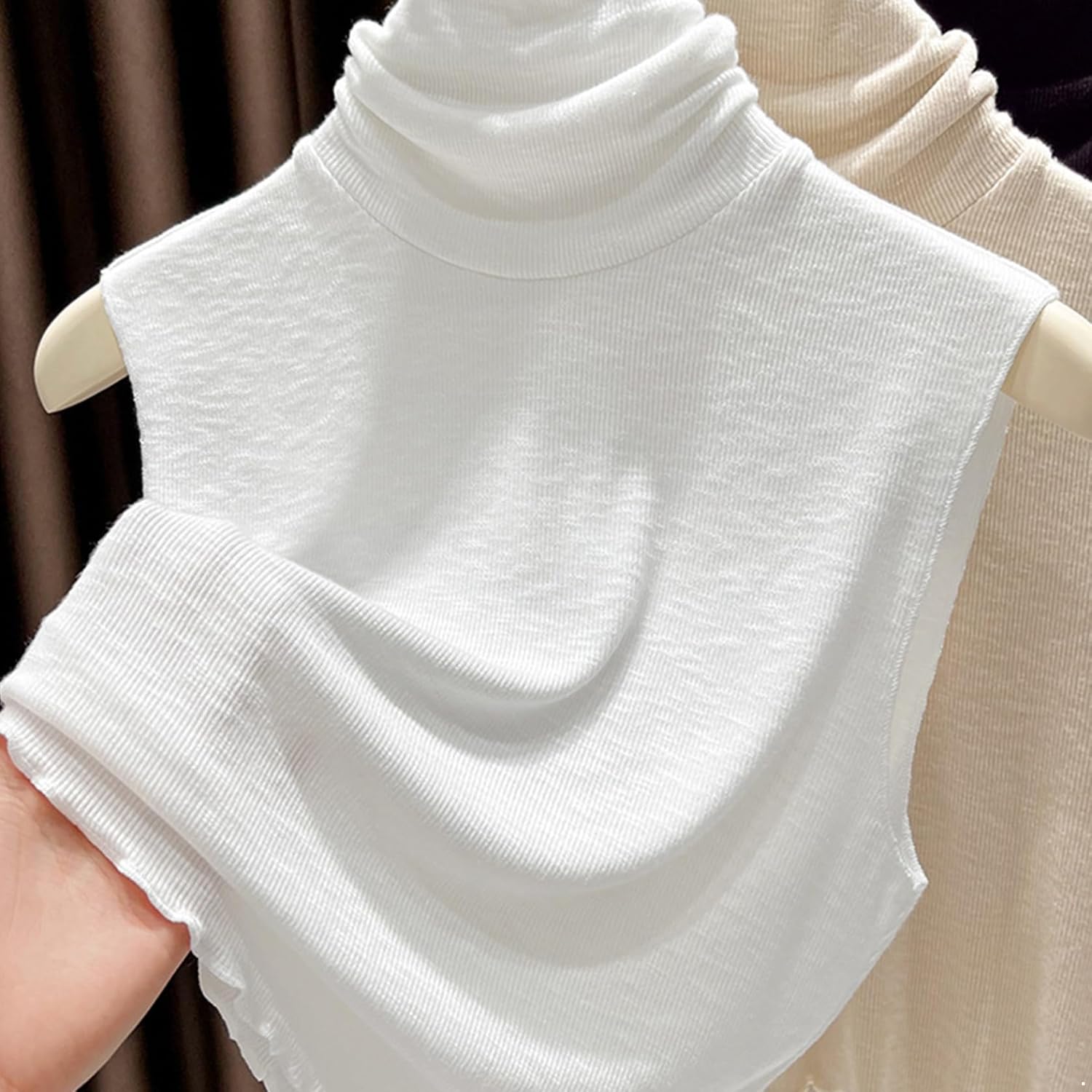 Women Muslim Turtleneck Fake Collar Hijab Extensions Solid Neck Cover Half Tops