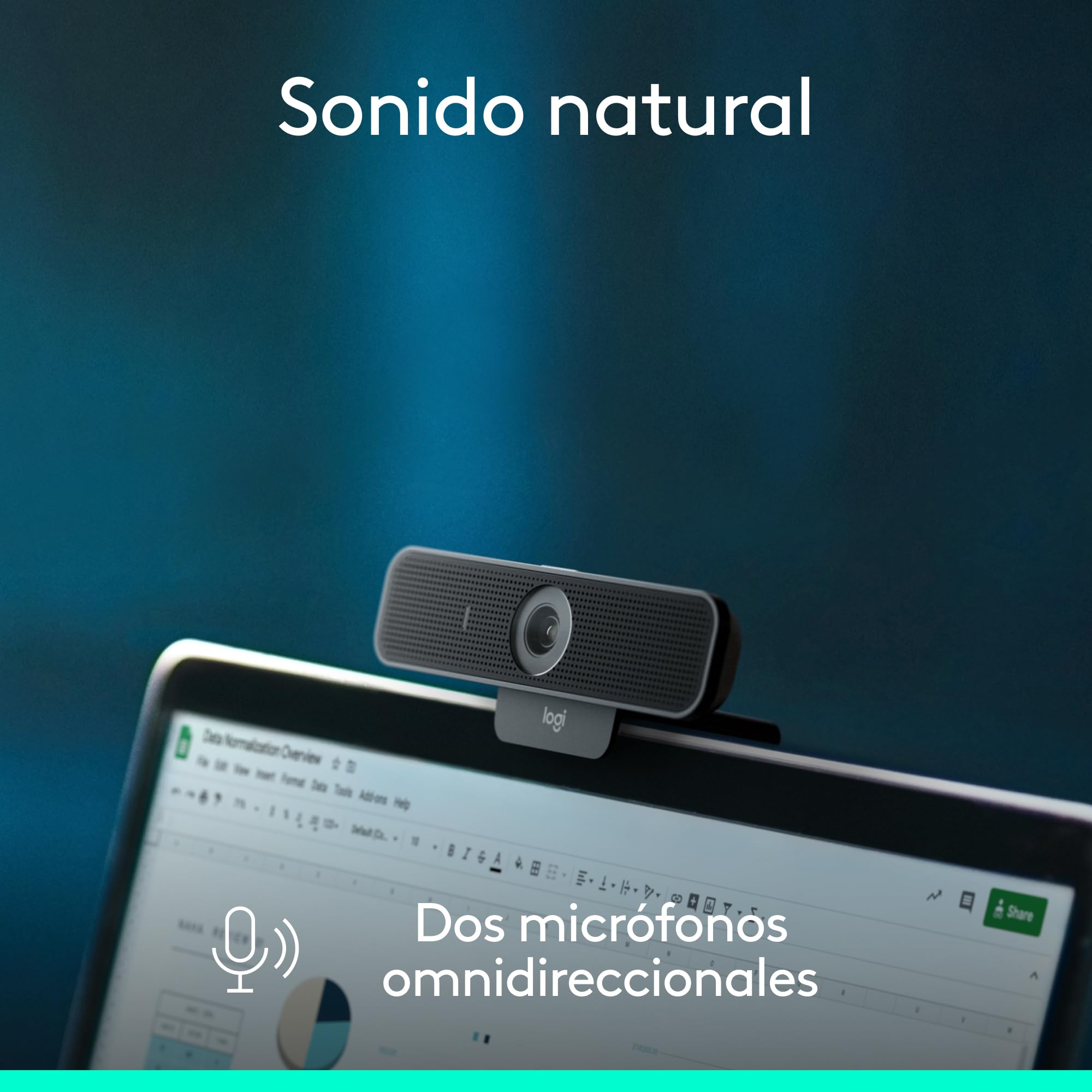 Logitech C925e, Webcam empresarial, Video HD 1080p/30fps, corrección de luz, Enfoque automático, Audio Claro, Obturador de privacidad, para Microsoft Teams, Google Meet, Skype, WebEx, Cisco - Negro
