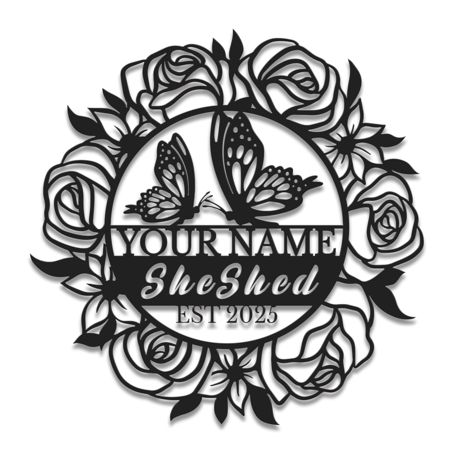 Bevuva Style-1 Personalized She Shed Metal Sign, Custom Garden Sanctuary Decor, Rustic Woman Cave Wall Art, Gardening Retreat Plaque, Unique Outdoor Gift For Her (Style-1)