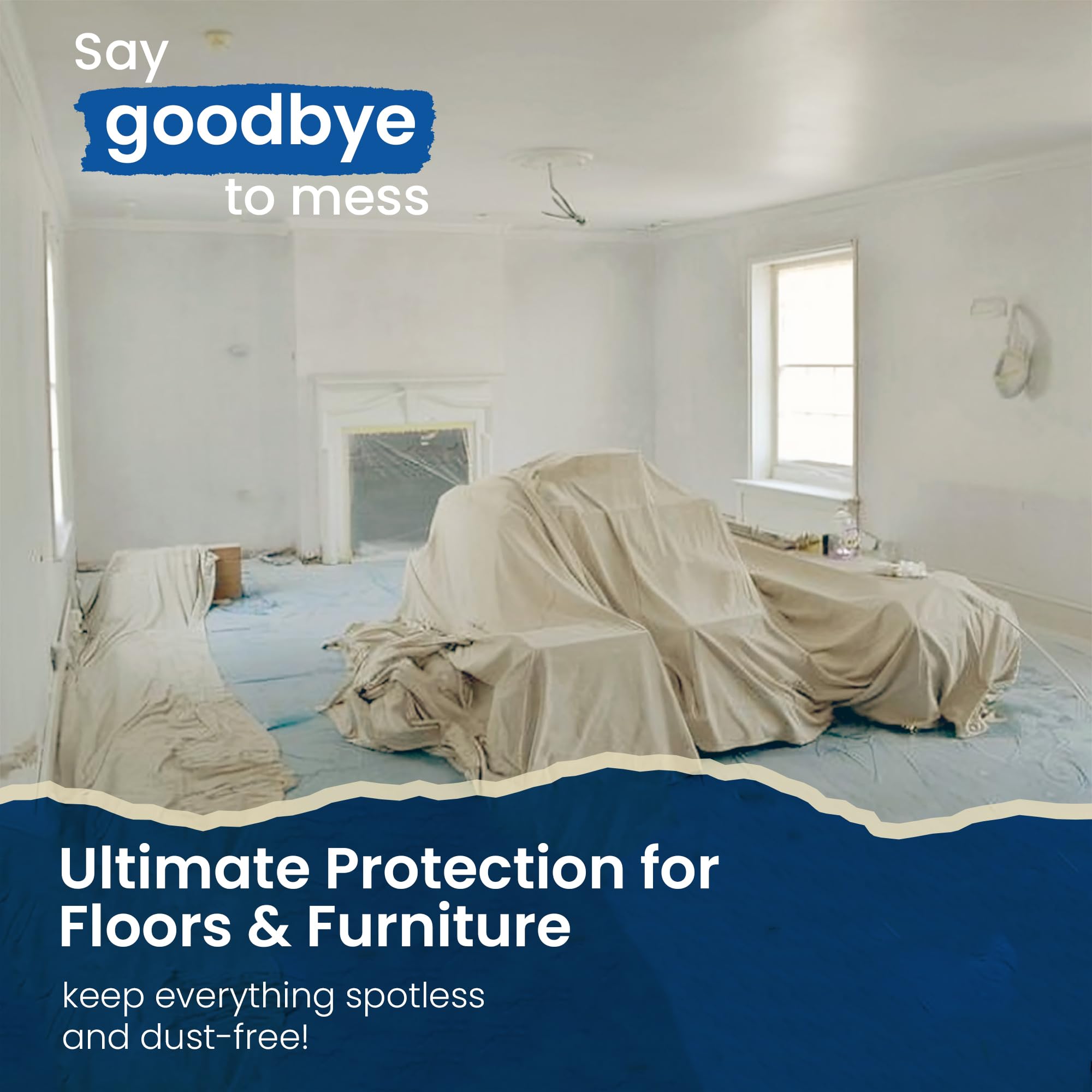 REDIBLUE Canvas Drop Cloth For Painting - Washable, Durable, Highly Absorbent Seamless Cotton Fabric, Multipurpose Protection For Floor, Carpet, Furniture, Indoor, Outdoor Use, 8oz, 9x12ft (Pack Of 2 - View #3