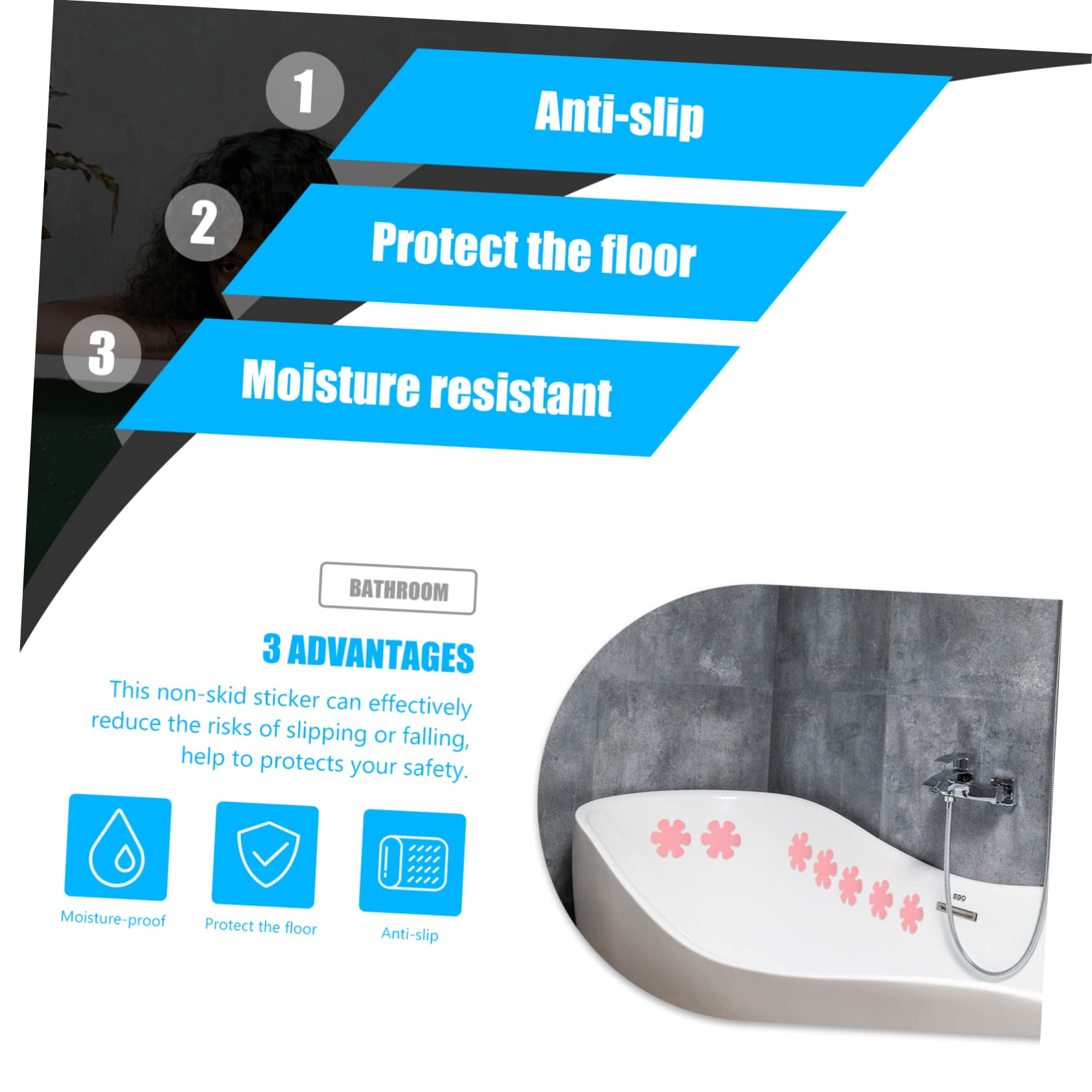 IMIKEYA 3 Juegos Pegatinas Antideslizantes Stickers Infantiles Pegatinas baño Tiras de Seguridad para bañera Ducha Antideslizante Pegatinas bañera Pegatinas calcomanías de bañera mañana