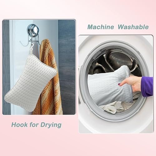 Miniatura 5 de Almohadas de baño para bañera, almohadas de spa en casa para bañera, bañera de hidromasaje, soporte de cabeza y cuello con 2 ventosas fuertes,