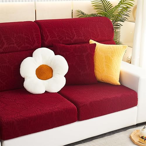 Miniatura 3 de MIFXIN Funda mágica para sofá, elástica, universal, en forma de L, para sofá seccional, protector de muebles (hojas rojas, funda de almohada)