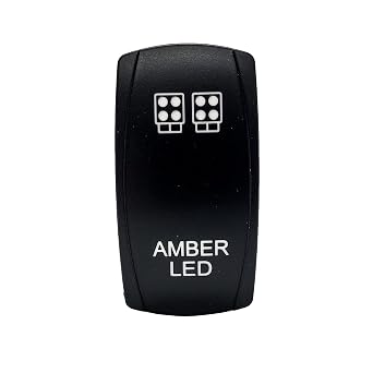 Amber On/Off Rocker Switch 5-Pin SPST OZ-USA Laser Etch Blue LED Backlit Truck SUV Offroad UTV RV