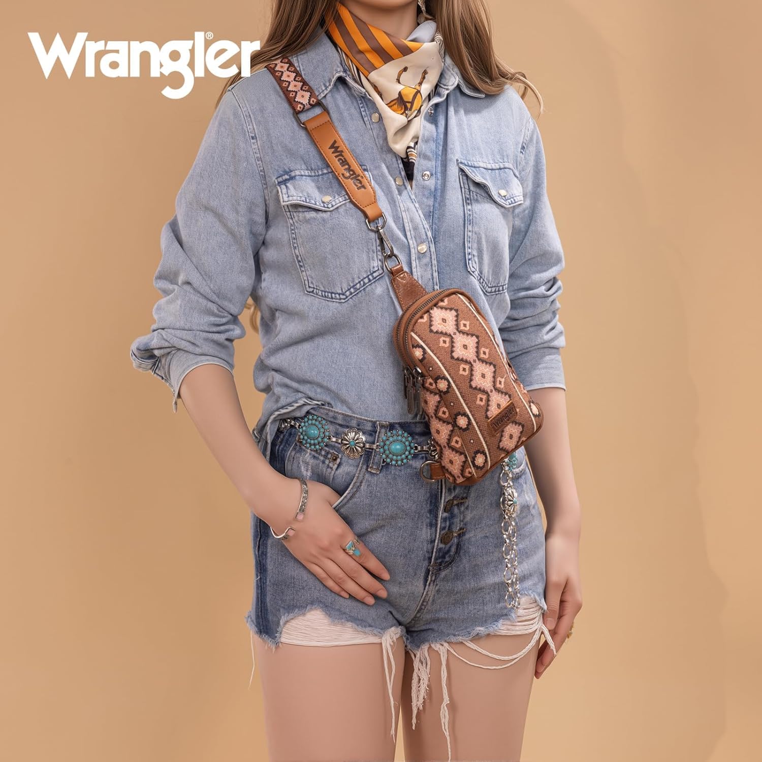 Wrangler Aztec Sling Bag - Southwest Crossbody Trendy Chest Bag - Image 3