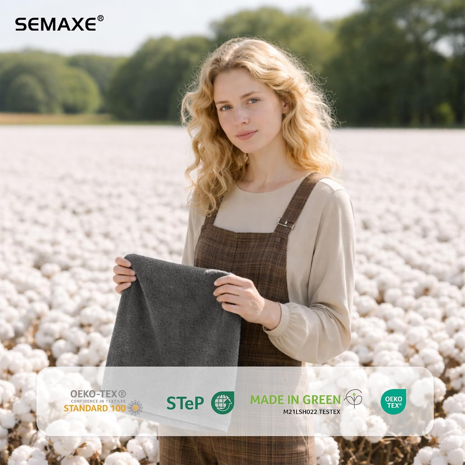 SEMAXE Gray Hand Towels for Bathroom, 4-Pack Cotton Towels with Hanging Loop, Quick-Drying, Easy Care - Image 4