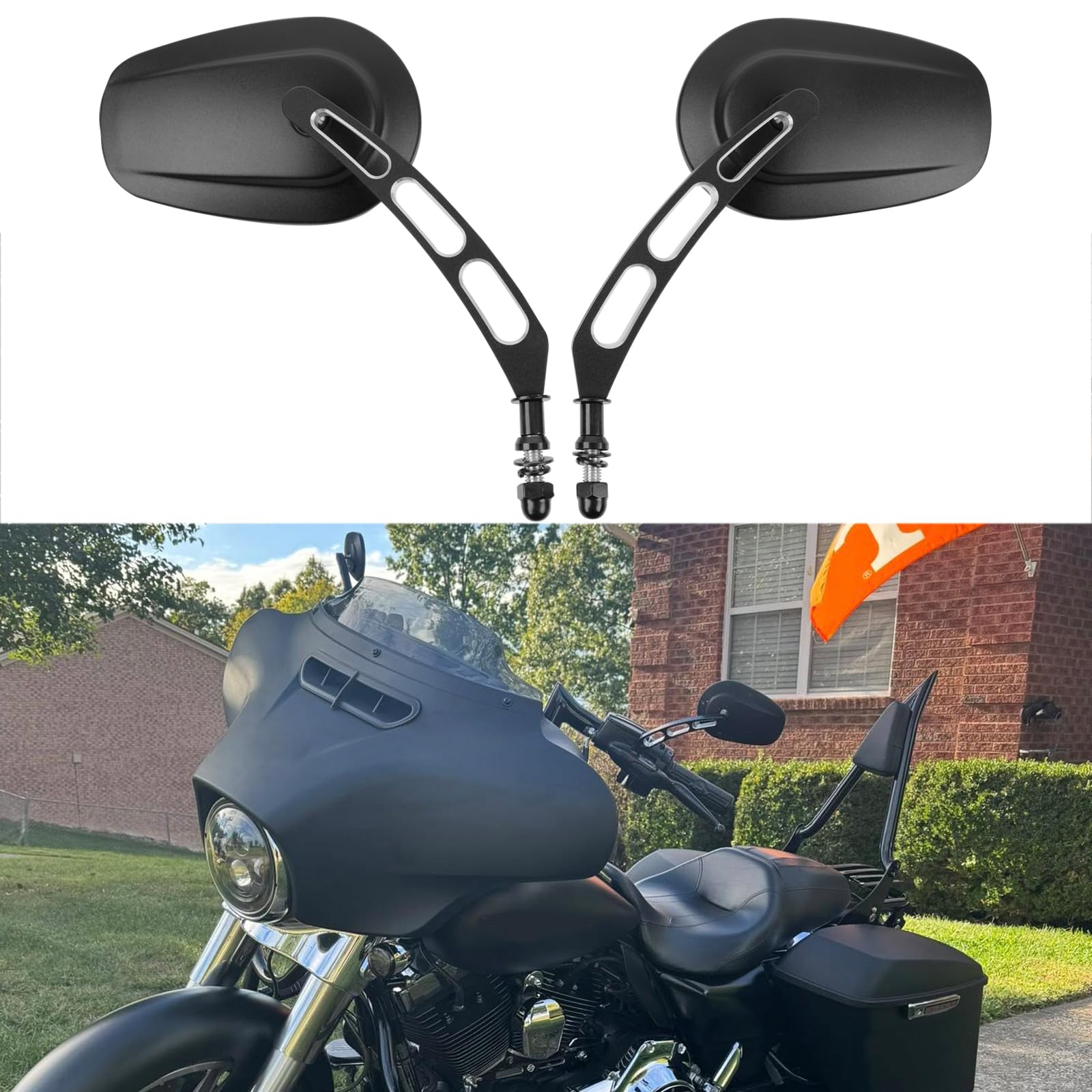 Amazon.com: 8mm Black Motorcycle Rearview Side Mirror Hollow