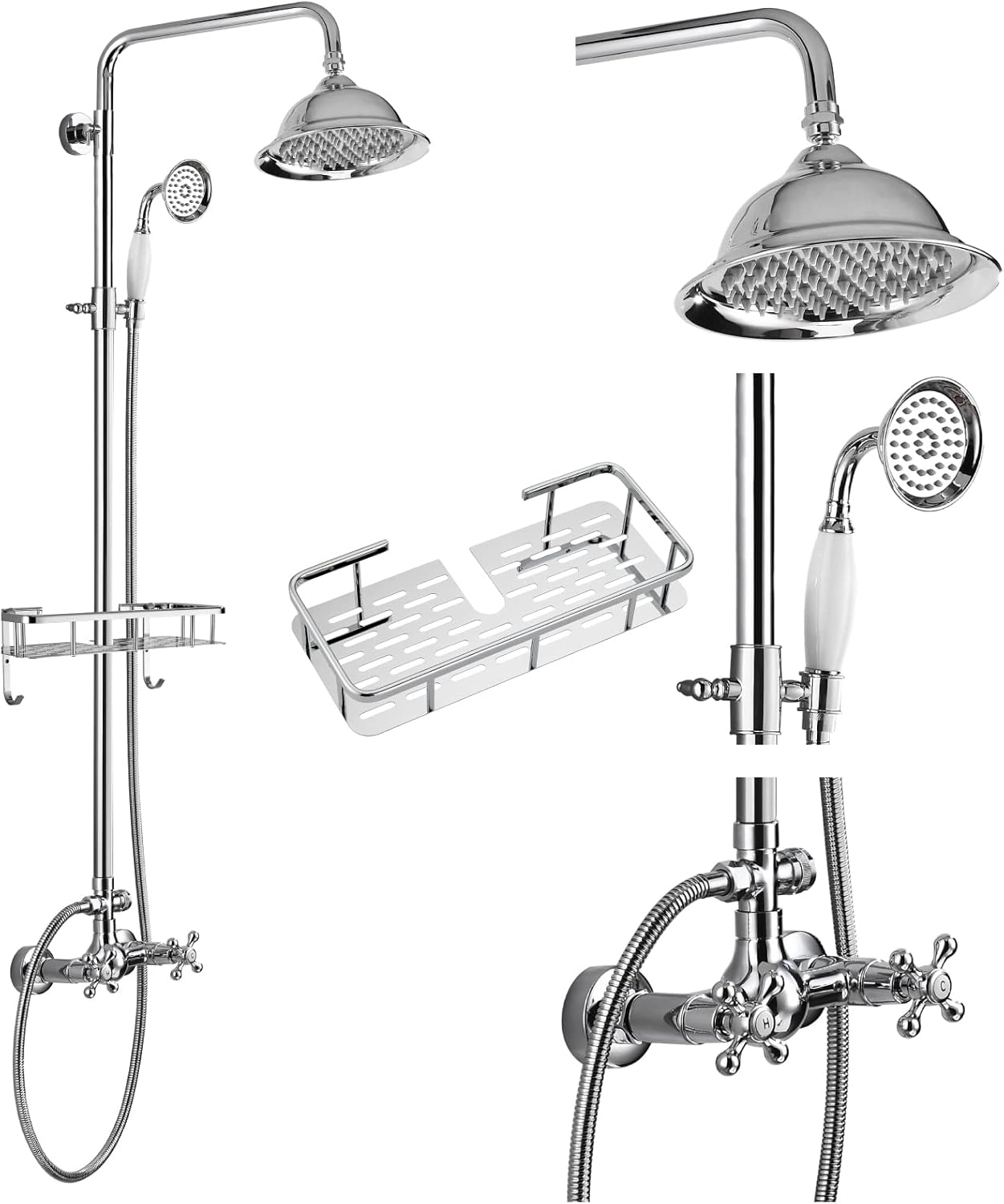 gotonovo Polish Chrome 8 inch Rainfall Shower Head With Adjustable