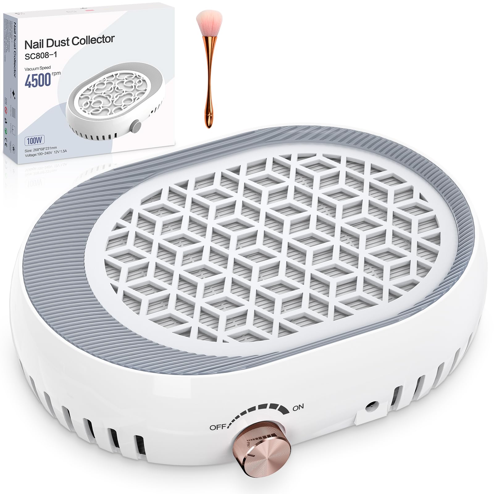 Aspirateur Ongles Professionnelle 4500RPM Aspirateur Manucure Portable Aspirateur Poussière Ongle Aspirateur Table Ongle pour la Manucure au Salon ou à la Maison