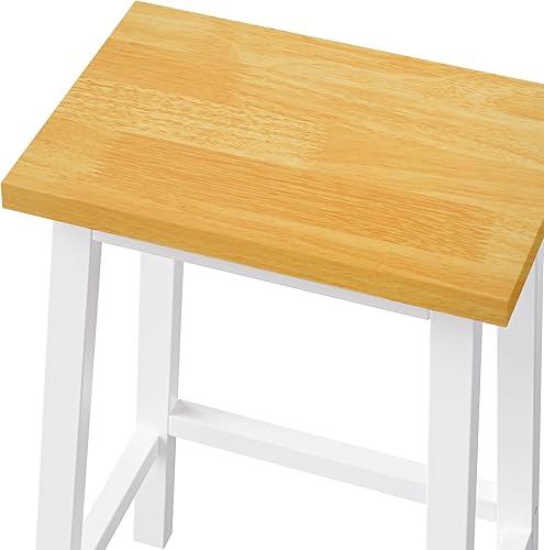 Miniatura 6 de Solid Wood Bar Stools Set of 2, 25.6in Tall Counter Height Bar Stools with Footrests, Farmhouse Kitchen Counter Stools, Dining Chairs for Table &