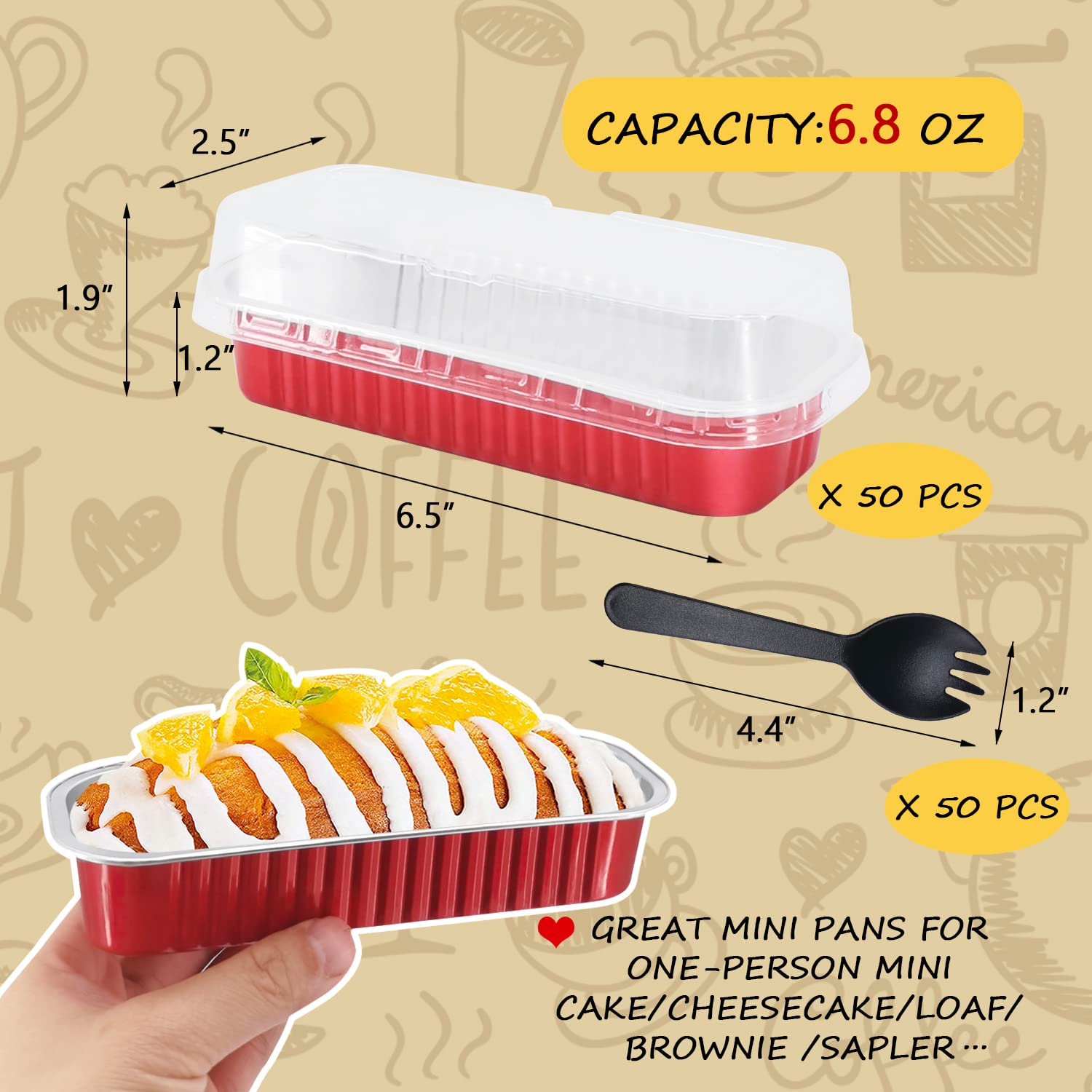 LNYZQUS 1.5lb Small Baking Pans With Lids 25 Pack, 7" X 5" Aluminum