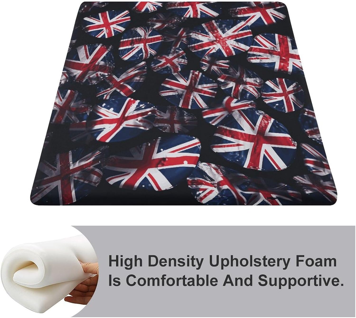 British Flag Chair Cushion Memory Foam Breathable Chair Pads Square Large Pillows Seating Comfort Meditation Floor Pillow Car Seat Cushion for Indoor/Outdoor Chairs
