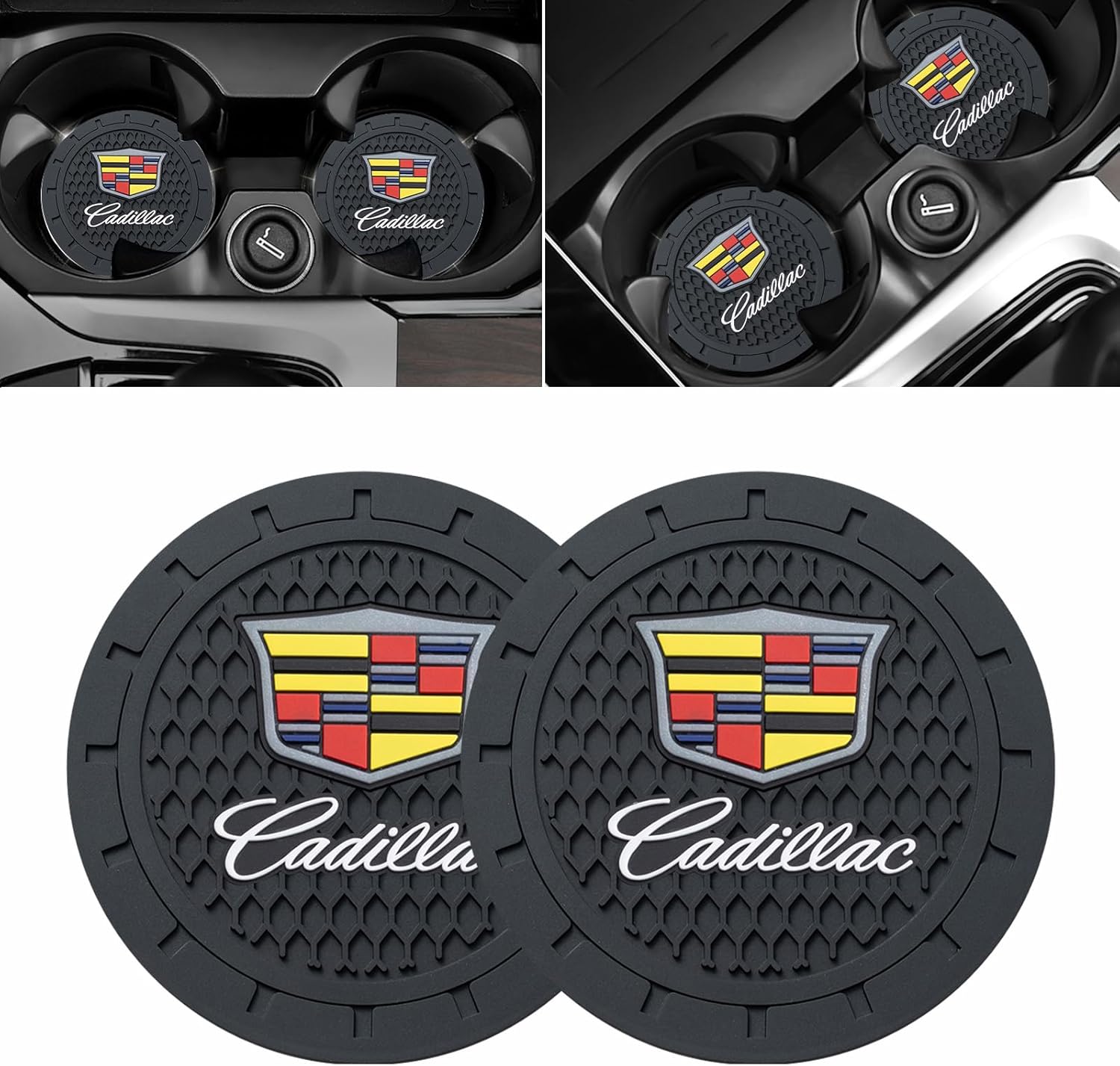 Car Cup Coaster for Cadillac Recessed Silicone Cup Holder Coaster Interior Accessories 2.75in 2Pieces