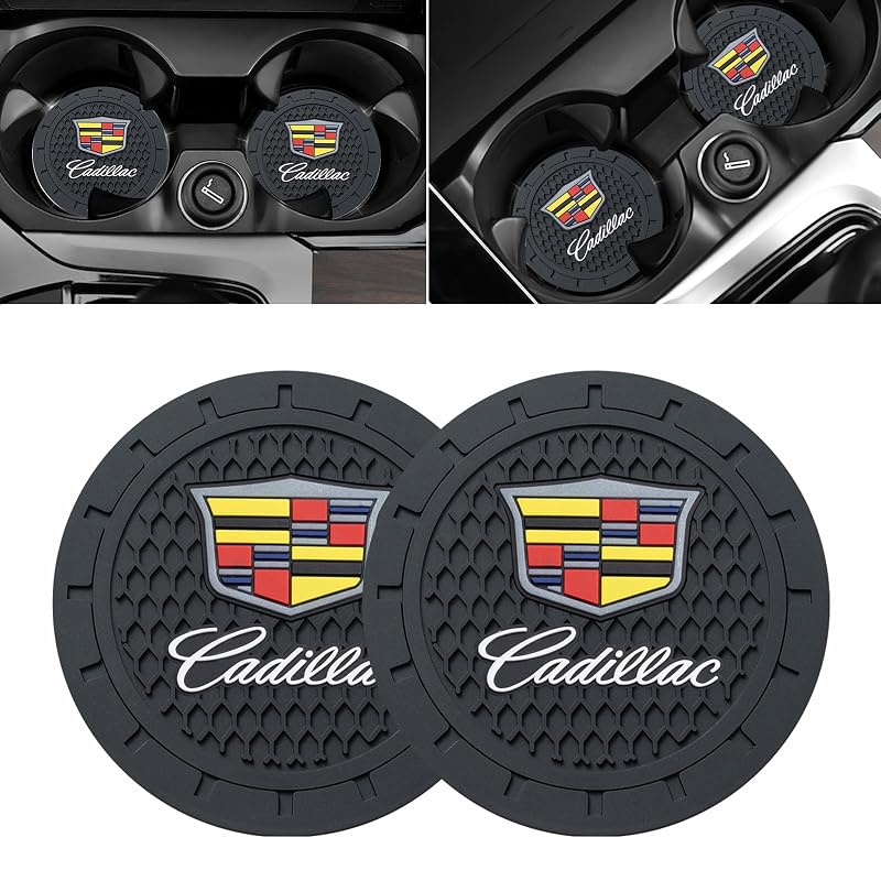Porta-copos de silicone para carro Cadillac, modelo redondo para porta-copos rebaixado, preto Black-03, kit com 2 peças