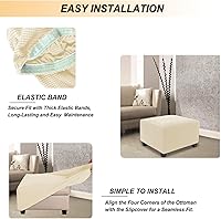 Vista 25 de NeColorLife Funda para Otomán Rectangular de Tela Jacquard Funda Elástica Gruesa Cubiertas de Taburete Reposapiés para Otomán Cuadrado y Rectangular