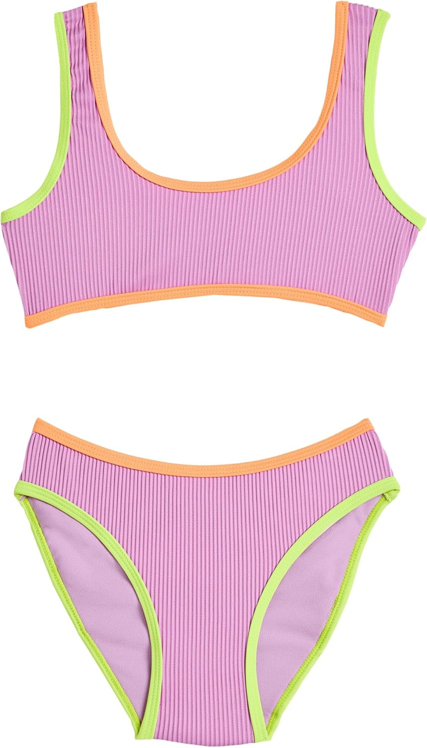 Snapper Rock Girls' Vacay Pop Recycled Crop Bikini (Big Kid)