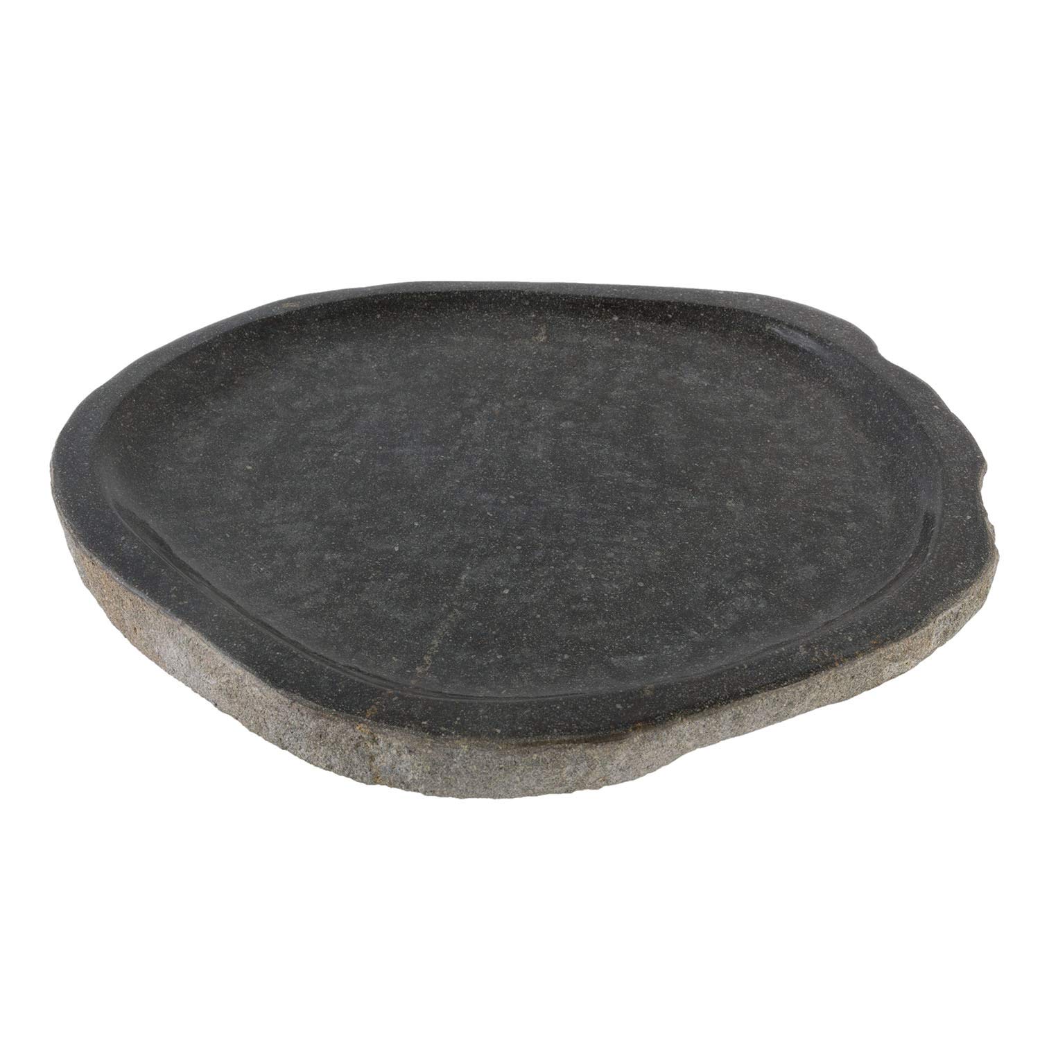 Flussstein Tablett grau rund 30 cm - Naturstein Schale Badezimmer Deko Granit Seifenplatte