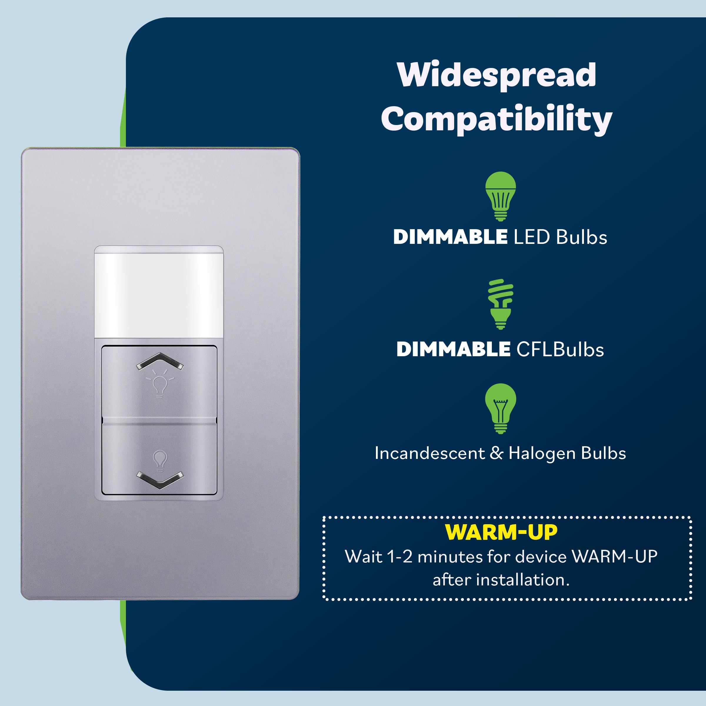 TOPGREENER Variateur d'intensité électronique avec détecteur de mouvement PIR, modes d'occupation et de vacance, LED/CFL 150 W, unipolaire, certifié UL, TDODS5-120-SV, argenté