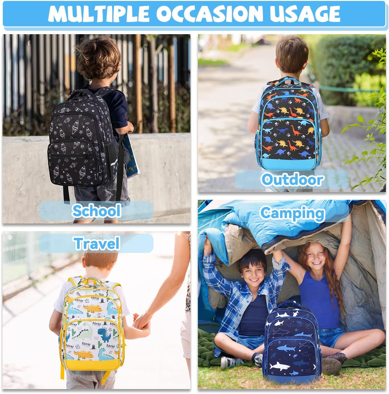 VASCHY Kids Backpack for Elementary School, Boys Large Bookbags School Bags for Primary School Students Travel Space