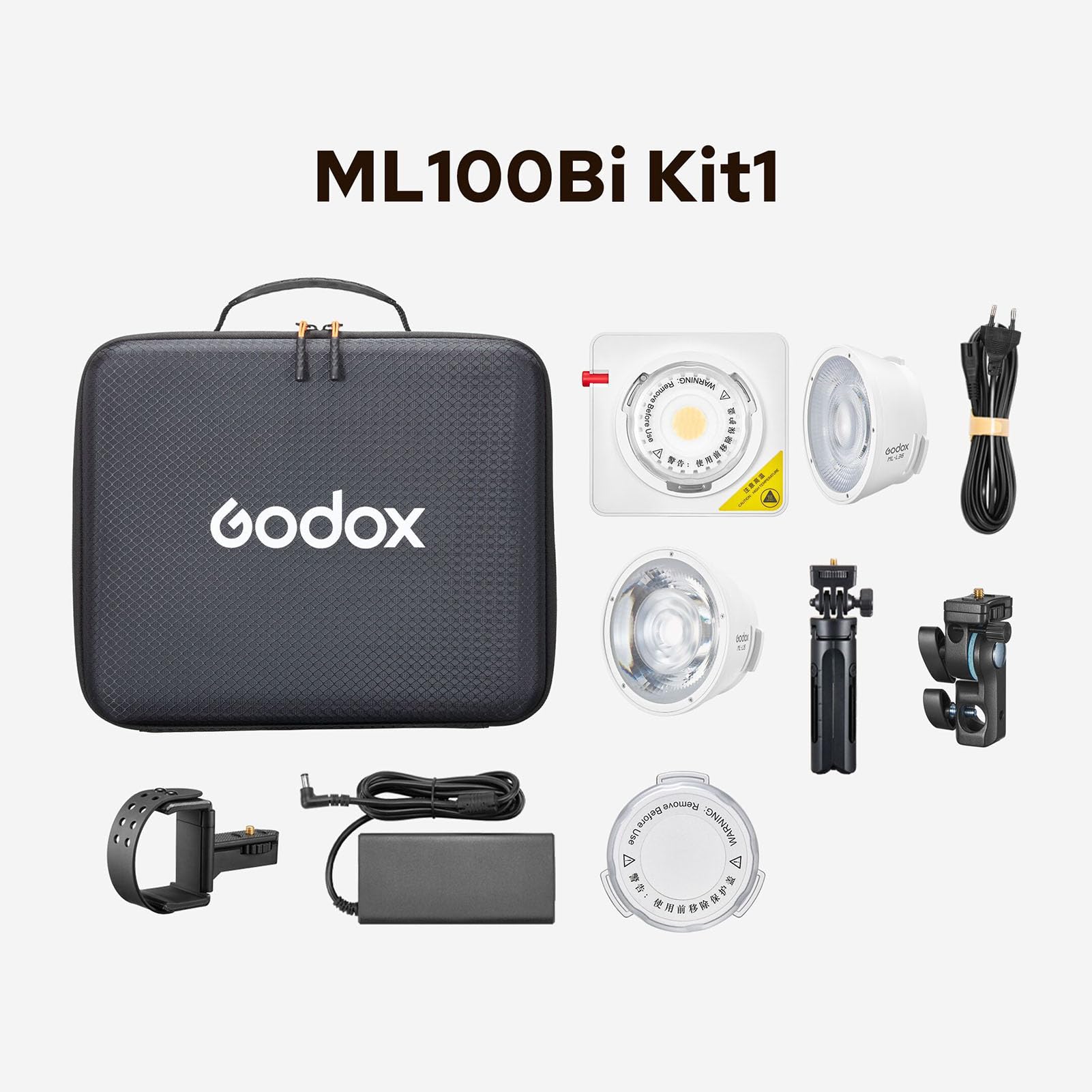 Godox ML100Bi Kit1 Luce video LED tascabile 120W Luce di riempimento bicolore per fotografia 2800K-6500K CRI97+ TLCI98+ Controllo APP 11 Effetti di luce Supporto Godox