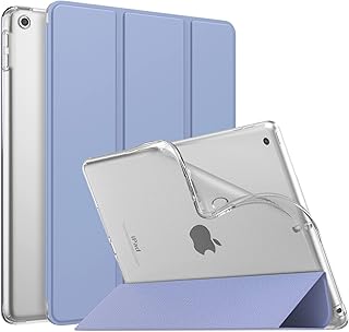 MoKo Case for New iPad 9th/8th/7th Gen Case (2021/2020/2019), Soft TPU Translucent Frosted Back Cover Slim Shell Protective Case with Stand for iPad 10.2 inch,Auto Wake/Sleep, Lavender Purple