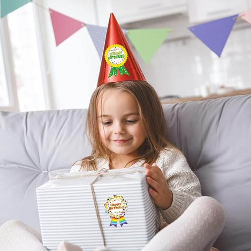 Miniatura 8 de Calcomanías de insignia de feliz cumpleaños para niños, con texto en inglés "It's My Birthday", suministros para el aula, recuerdos de