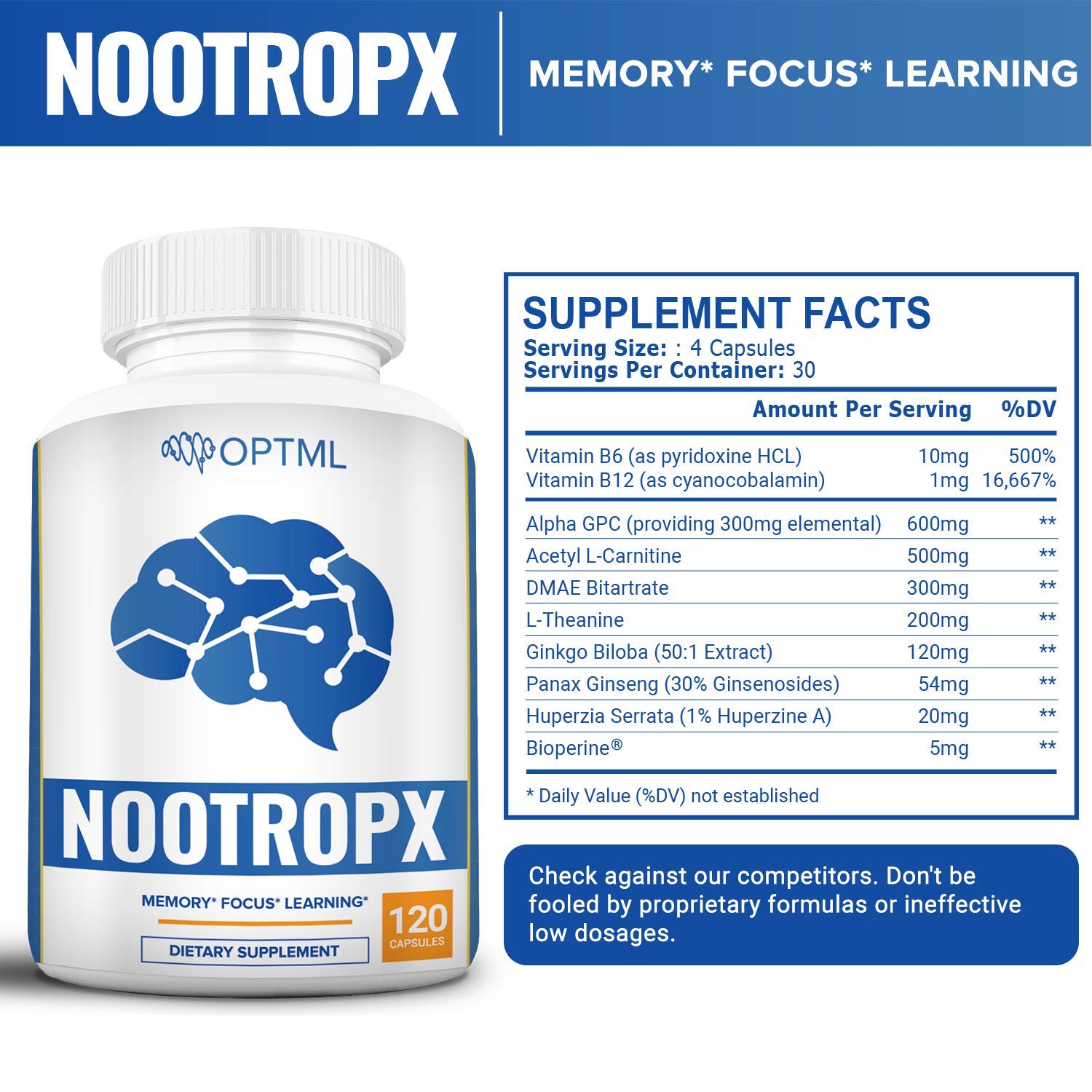 NootropX Advanced Nootropic Brain Supplement, Clinically Effective