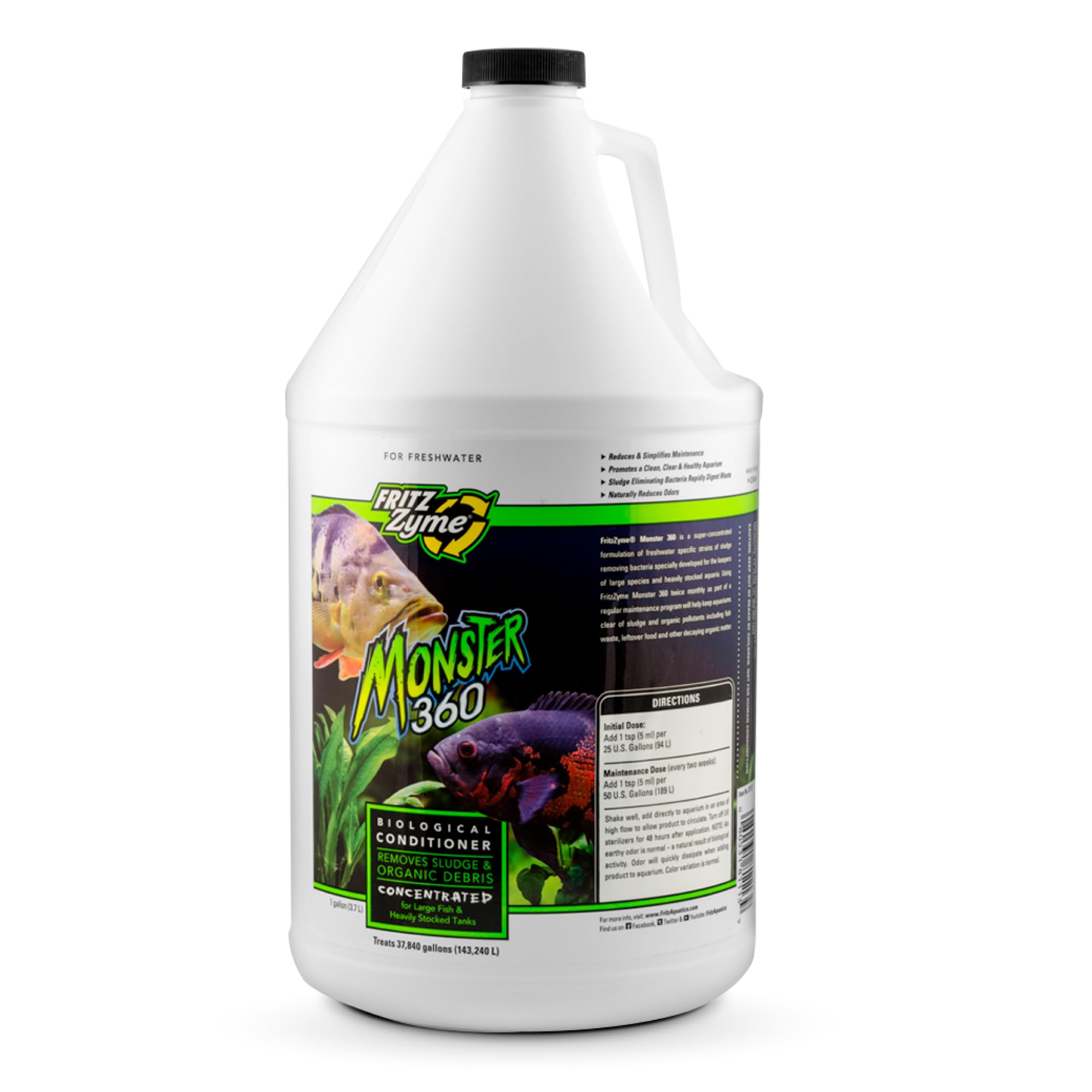 FritzZyme Monster 360 Concentrated Biological Conditioner for Fresh Water Aquariums, 1 Gal