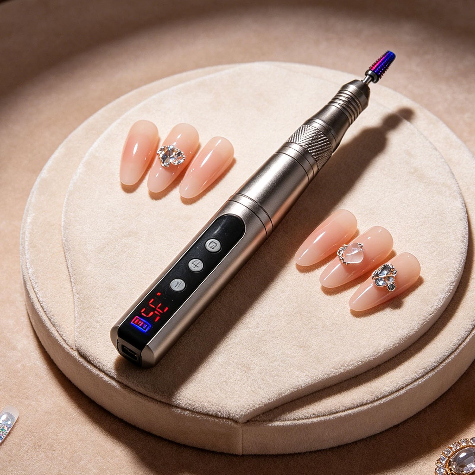 Brrnoo Nagelfräser Elektrische Nagelfeile 35000 RPM mit 6 Aufsätzen, Wiederaufladbar Kabellos for Acrylentfernung und Maniküre Pediküre zu Hause (BLACK)