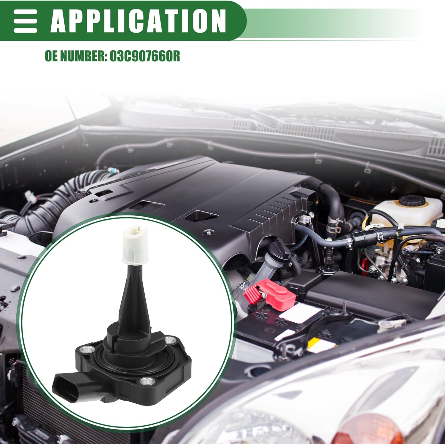 Motoforti Car Oil Level Sensor, Engine Oil Sending Unit, for Audi A4 2016, Metal Plastic, 03C907660R, Black White