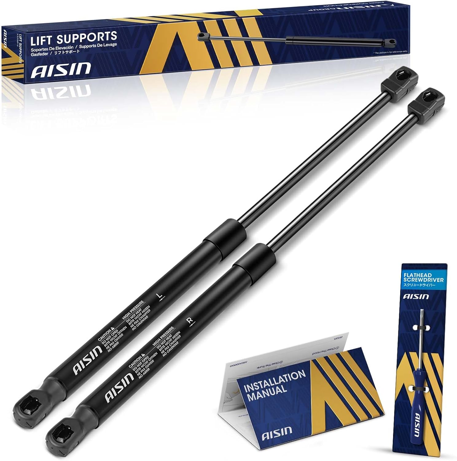 AISIN AFTERMARKET GASVG-01581 Front Hood Lift Supports Shock Struts - Compatible with Porsche Cayenne 2015-2018 - Set of 2