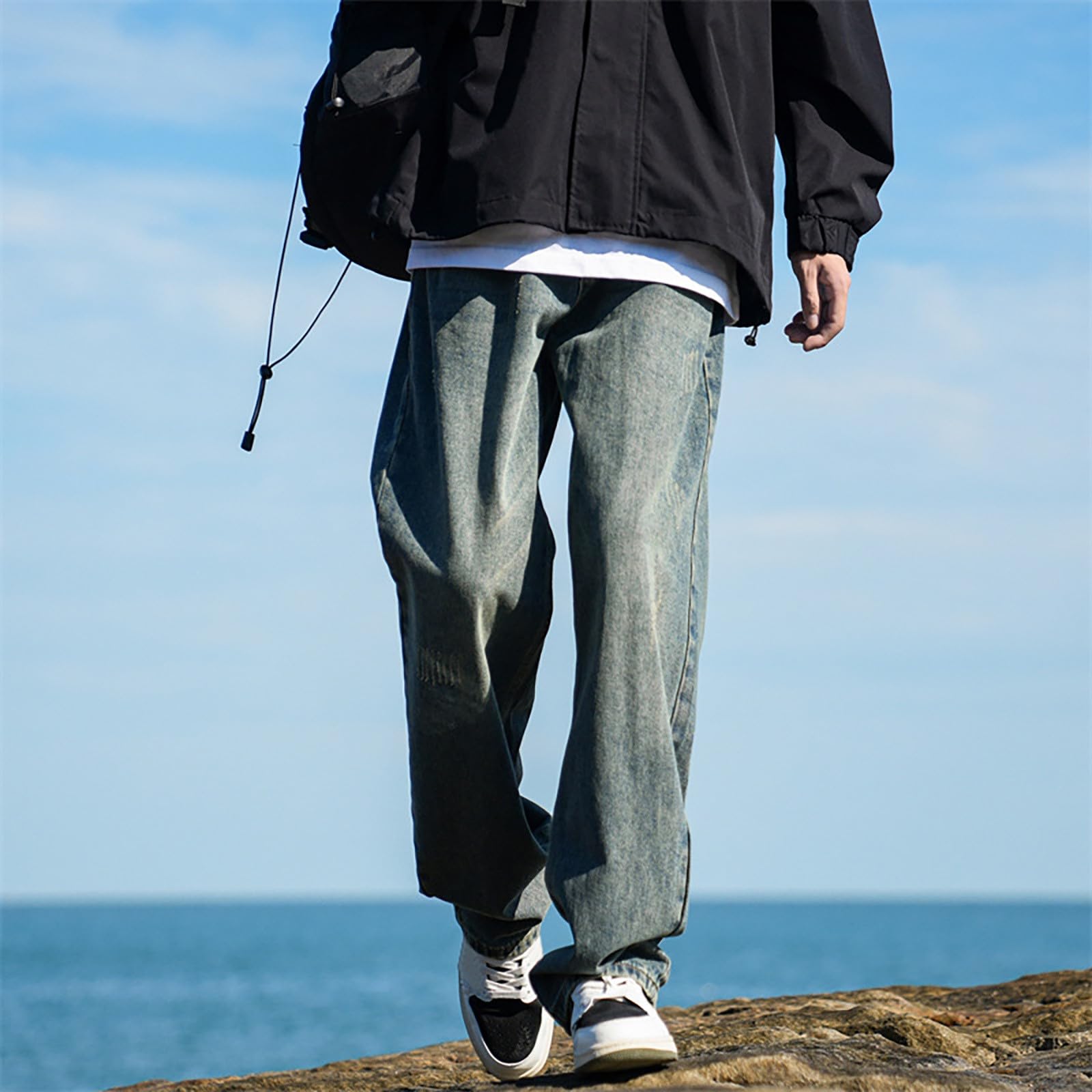 Jeans Baggy Uomo Strappati Larghi Zampa Slim Fit Pantaloni Elefante Invernali Salopette Loose Moto Flare Y2K Flared Cargo Bootcut