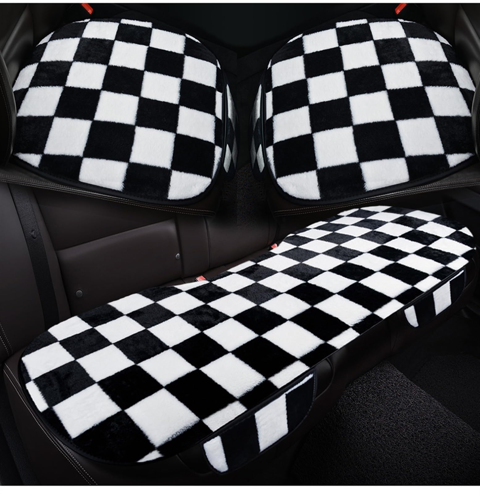 Coussin de siège de voiture d'hiver thermique en peluche universelle
