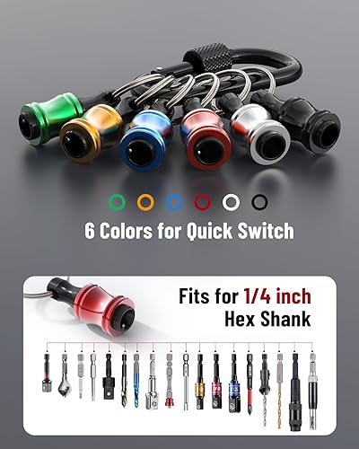 Miniatura 16 de katerk 6 piezas de 1/4 de pulgada con vástago hexagonal de aleación de aluminio para destornillador, ligero, barra de extensión de cambio rápido