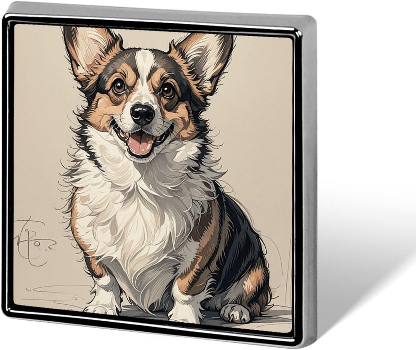Sketch Corgi Square Badge Lapel Pin for Bag Hat Backpack