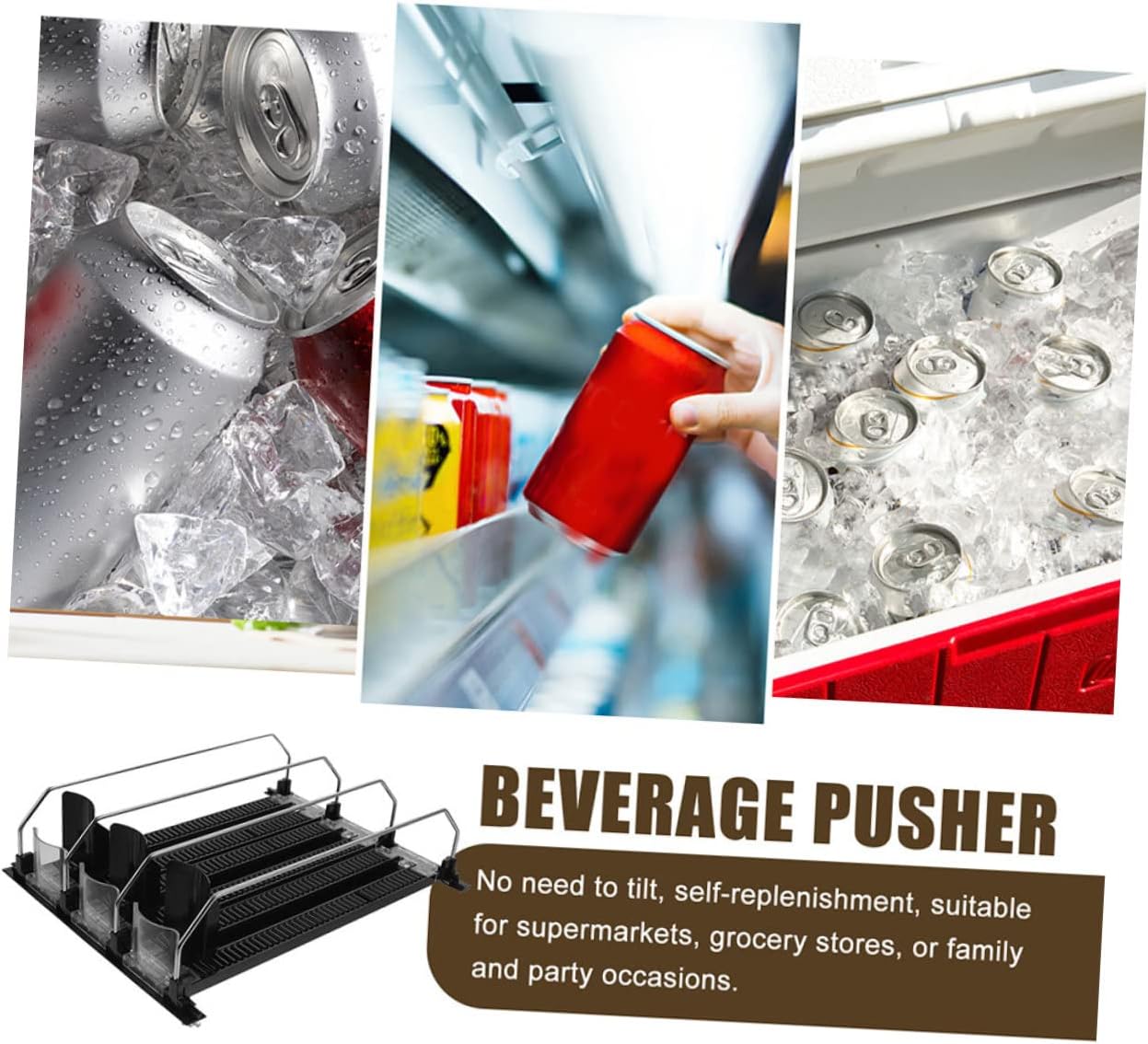 Alipis 3pcs Automatic Drink Organizer for Refrigerator Self Pushing Beverage Dispenser for Cans Smooth Design Convenient Storage for Convenience Stores and Home Use