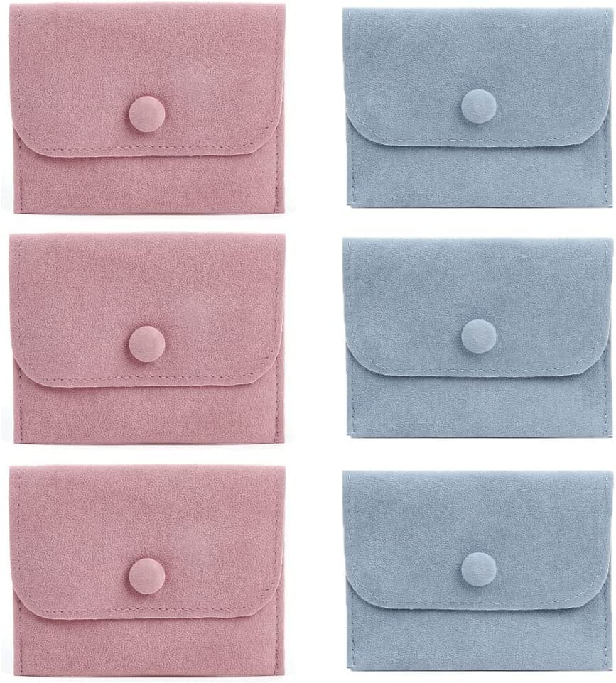 AzoneeAzonee 6 Pcs Velvet Jewelry Pouches with Snap Button, Velvet Jewelry Storage Bags Small Velvet Gift Bags for Traveling Rings, Bracelets, Necklaces, Earrings Watch