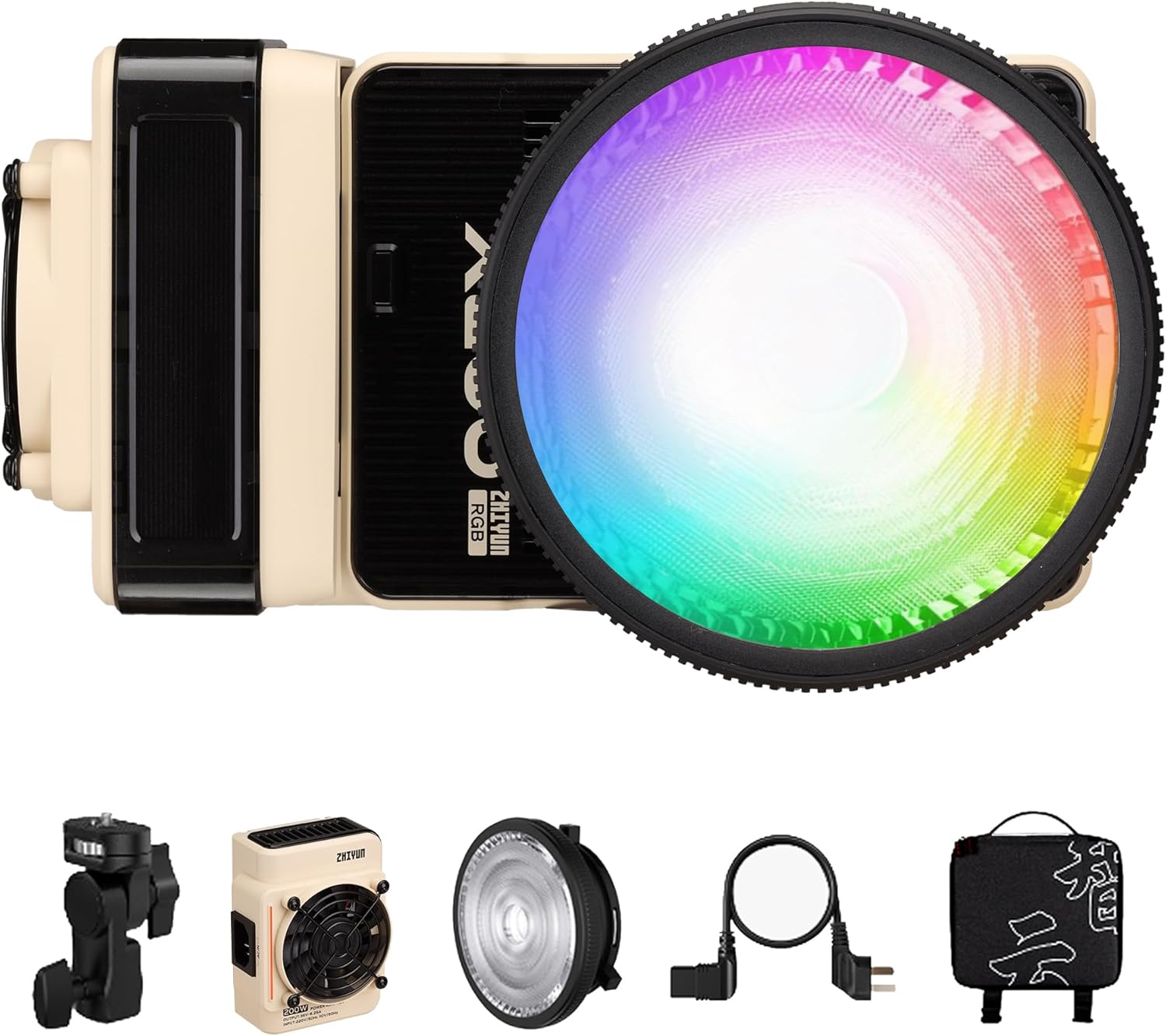 ZHIYUN MOLUS X200 RGB Standard Handheld LED Video Light, 200W Portable Continuous Output Lighting,2500K~10000K 13400Lux CRI ≈95 TLCI ≈97,Bowens Mount(X200 RGB Standard)