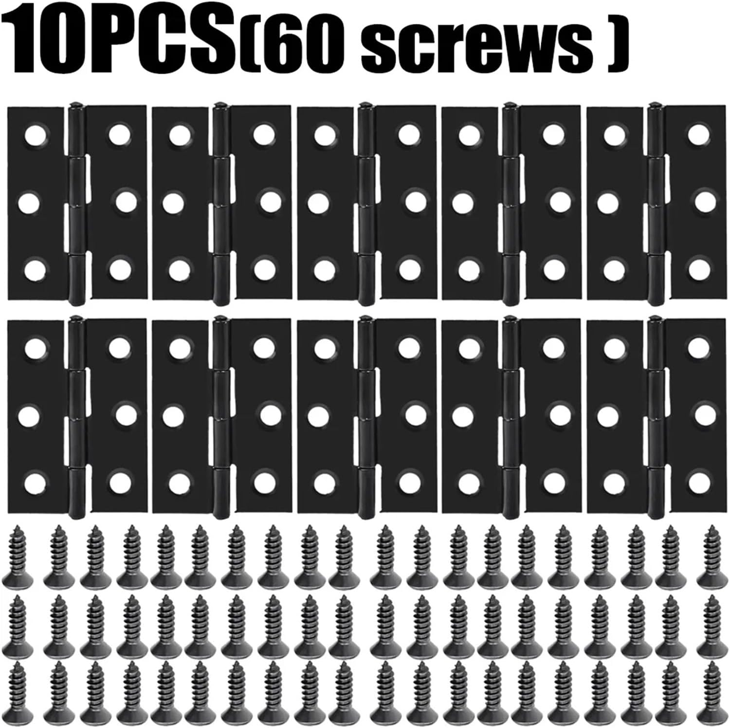 Adjustable Hinges Door Closing Hinges Stainless Steel Folding Butt Hinges Black Hinge with Screws Use for Furniture Cabinet Door(10 Sets)