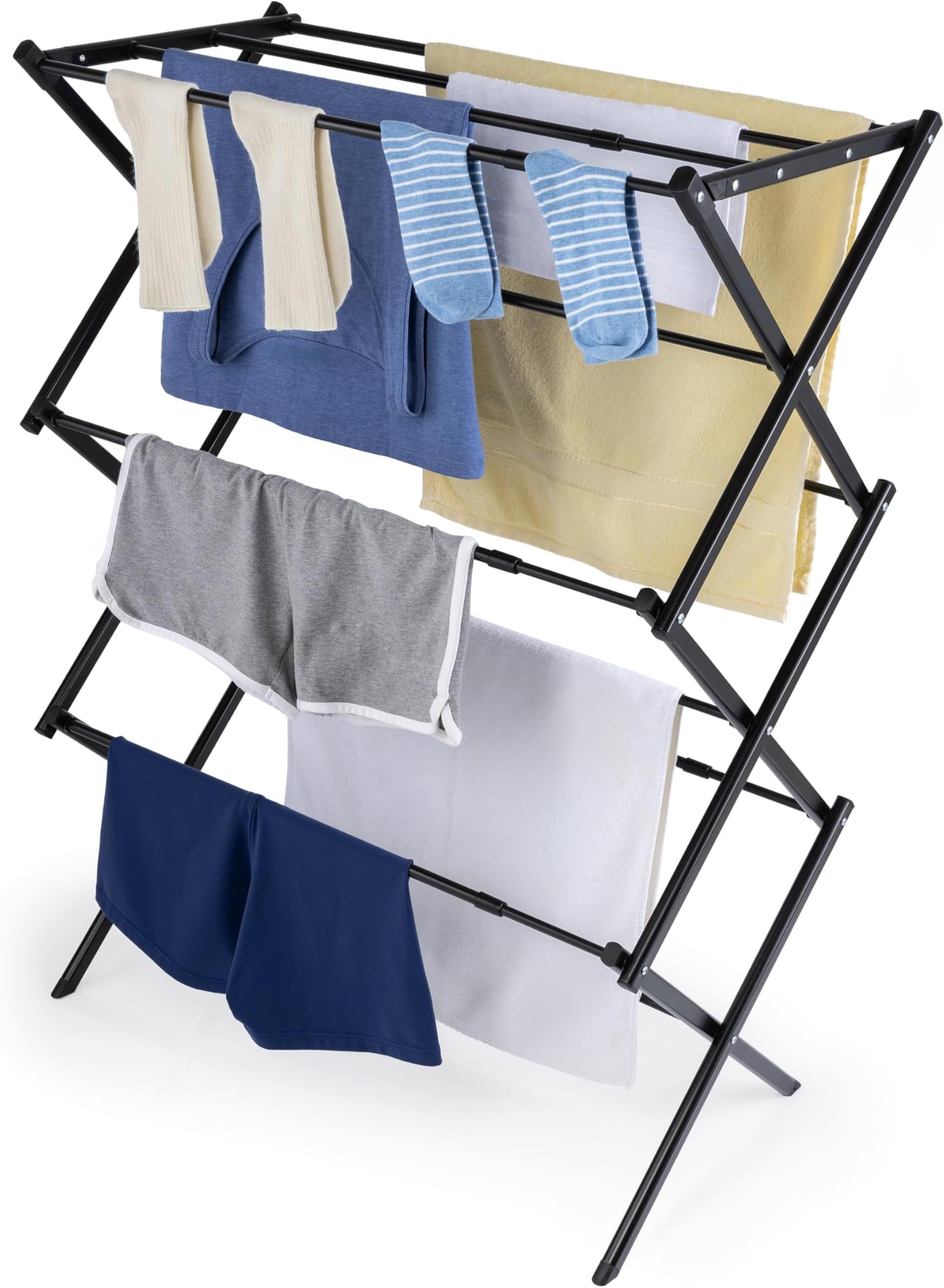 EASYmaxx Telescopic Clothes Airer 1200 Clothes Rack 12 m Drying Length Washing Dryer Extendable to Approx. 108 cm Width Clothes Line for Shirts, Trousers, Towels etc. Tumble Dryer Powerless
