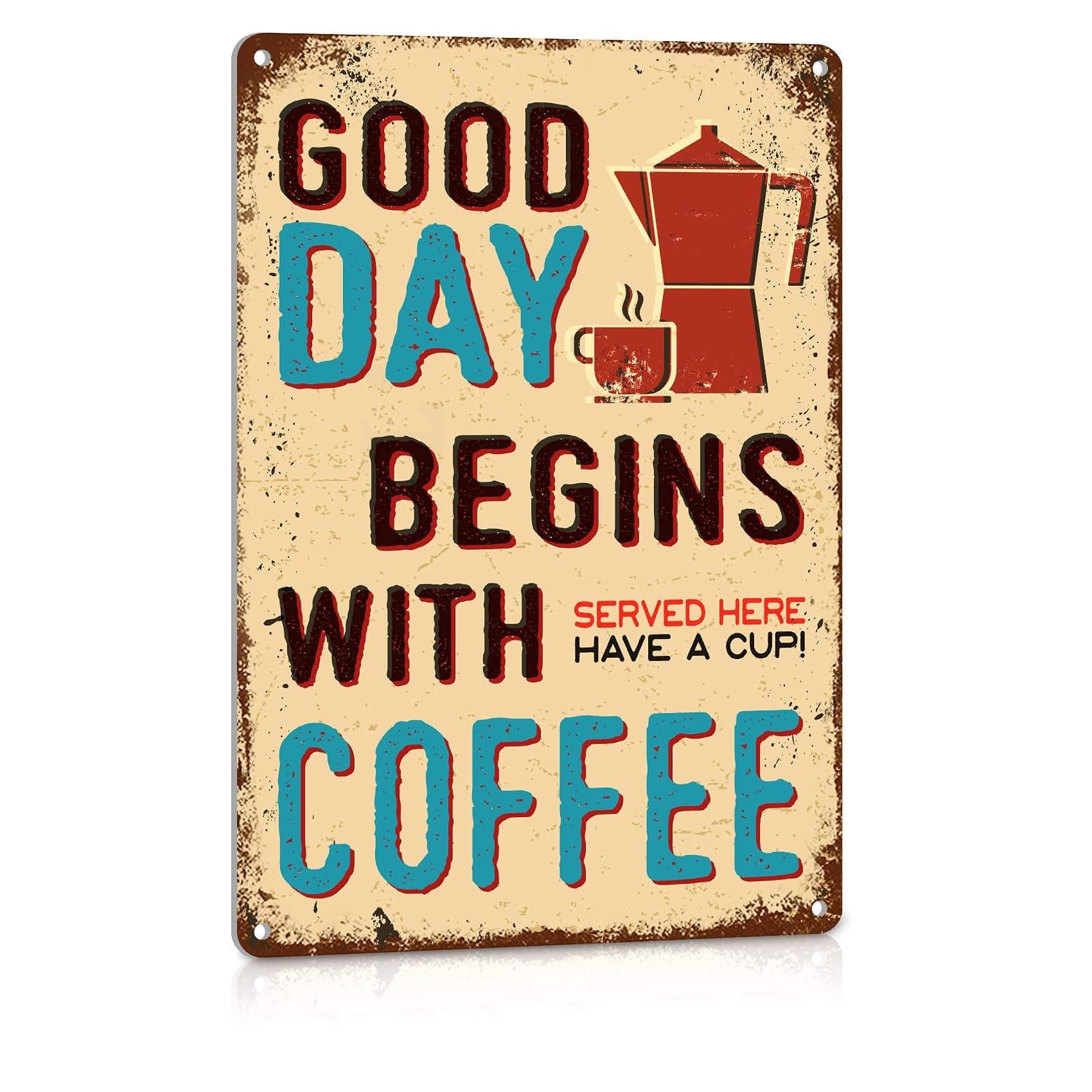 MCQWOMFQAK Coffee Bar Sign Vintage Aluminum Metal Sign for Kitchen Cafe Wall Decor Retro Espresso Decor Gift for Him Men Man Cave Bar Decor 8 X 12 in