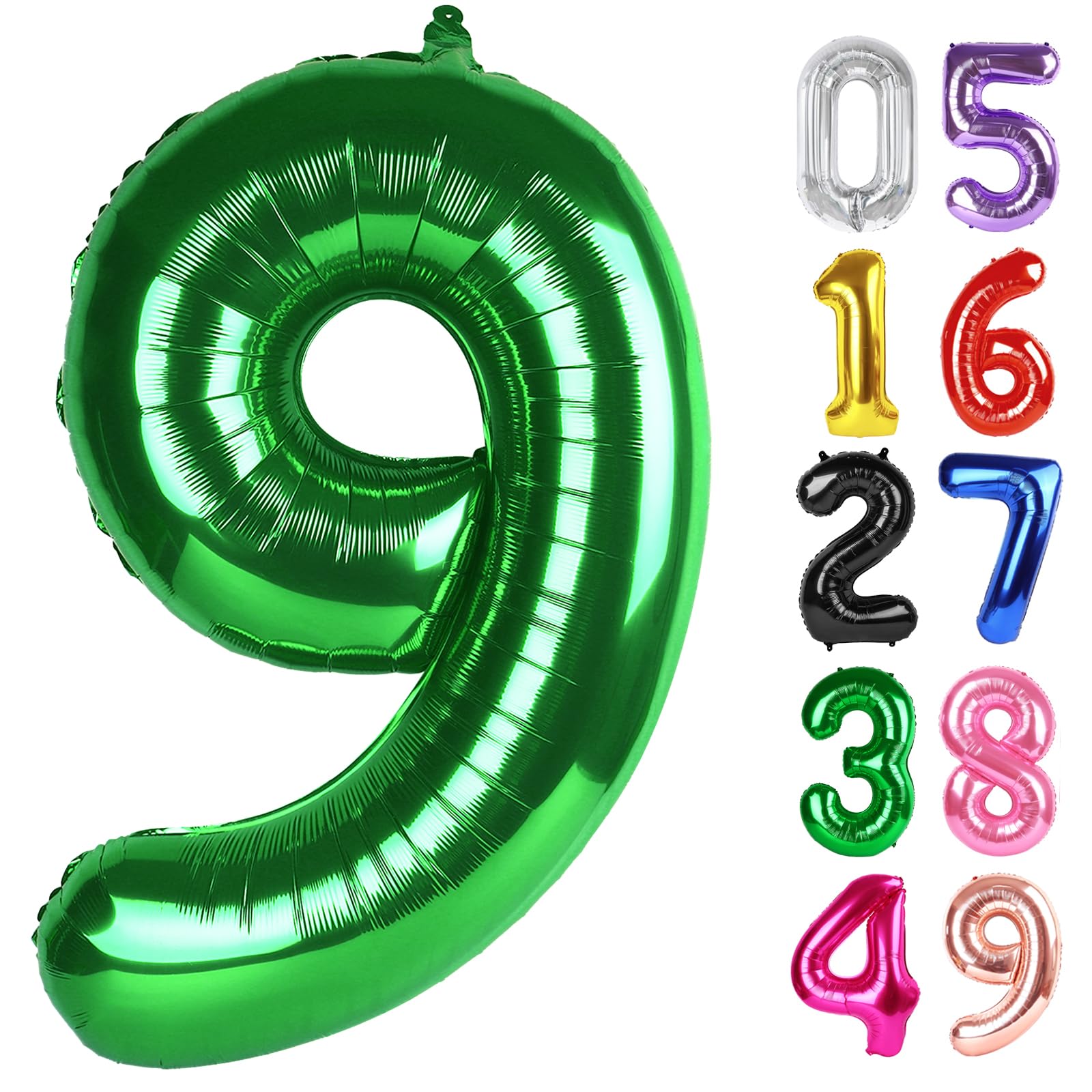 Green Number 9 Balloon 40 Inch, 9th Birthday Party Decorations Men Women