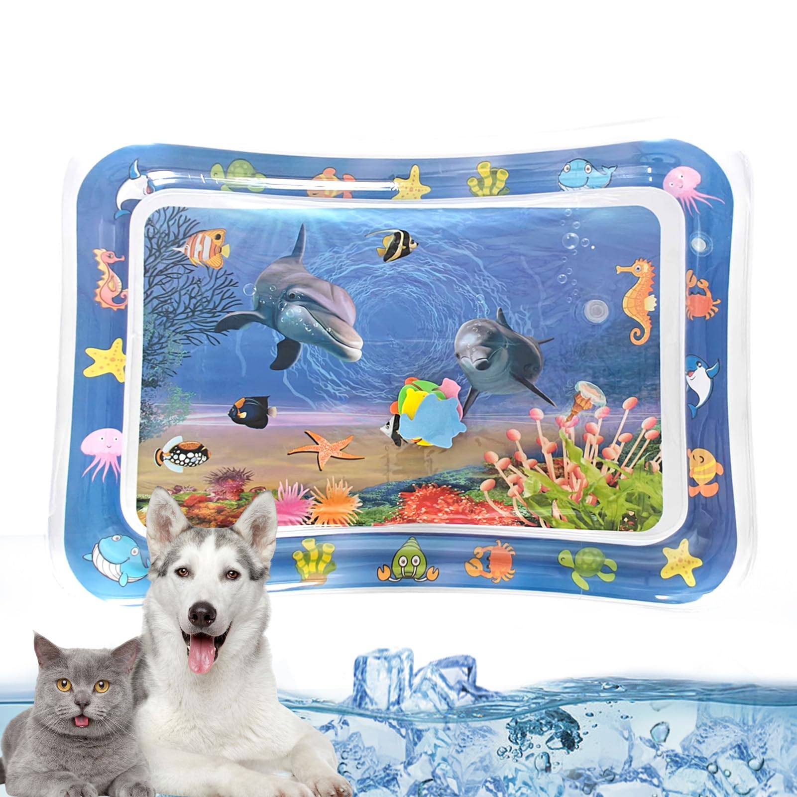 Tedious Sensory Water Mat for Cats | Cat Water Mat Sensory Toys | Water-Fillable Cat Dog Cooling Mats | Thicken Water Sensory Pad Interactive Cat Toys for Indoor Cats