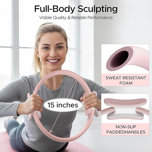 Miniatura 3 de Kit de anillos de pilates para mujer, accesorios de equipo de pilates, conjunto de entrenamiento en casa con círculo mágico, mini pelota de